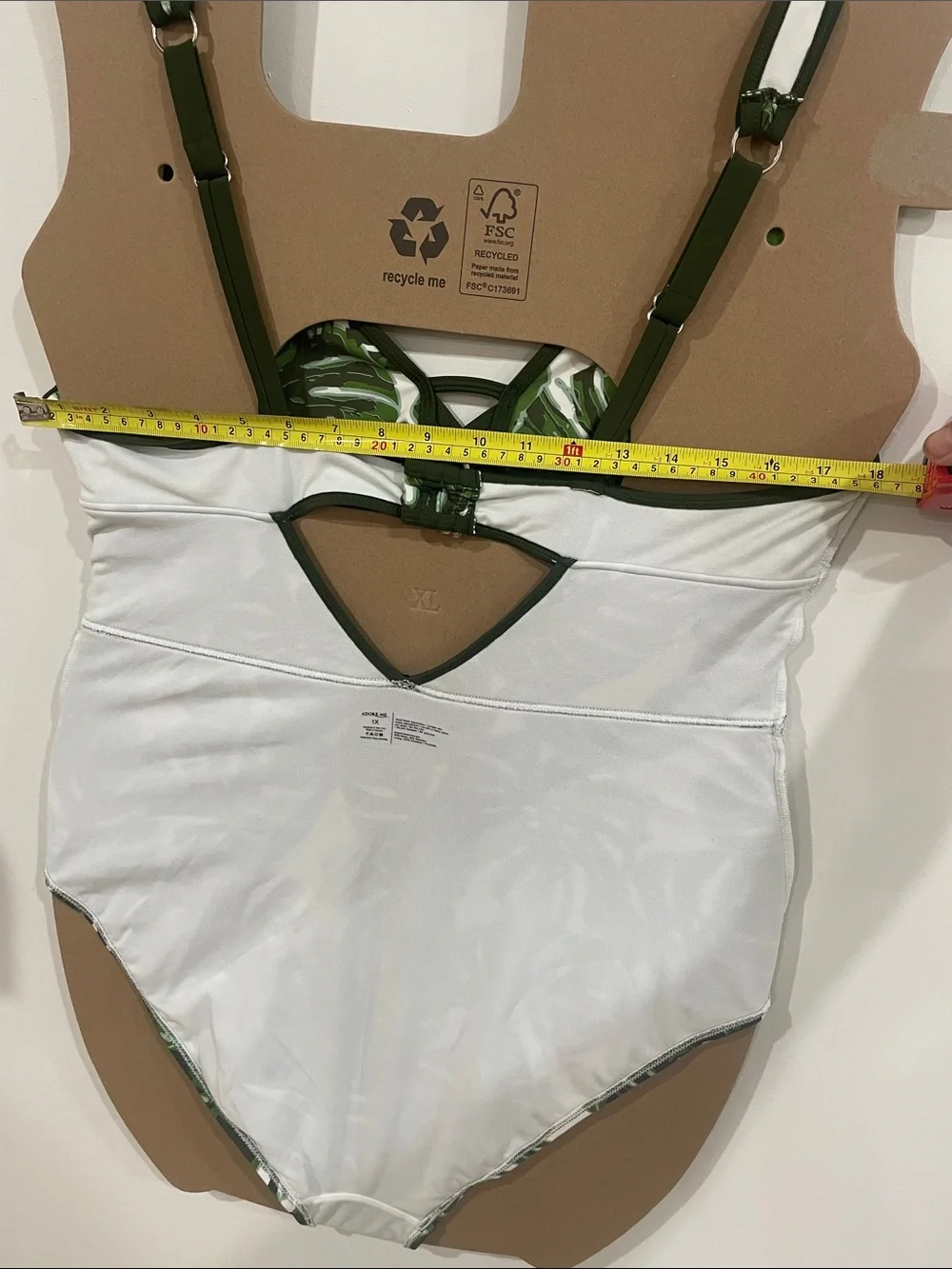 🍉 Adore Me Olive Green Tropical Lace-Up One-Piece Swimsuit